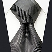 남자의 비즈니스 실크 회색 체크 무늬 넥타이