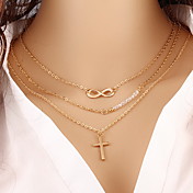 Alloy Gold Layered Chain Necklace with 8 ...