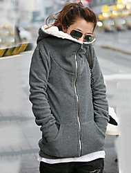 Lanxi Women's Solid Color Hoodie Thermal Coat