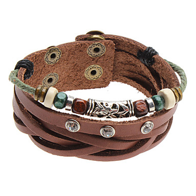 Z&X® Beads Crystal Rivet Leather Bracelet