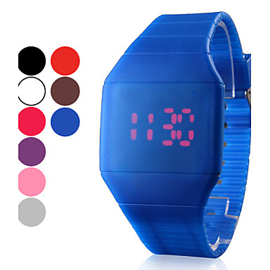 Men's Watch Red LED Digital Square Rubber Band 