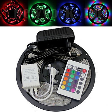 Waterproof 5M 300X3528 Smd Rgb Led Strip Light and 24Key Remote Controller and Ac110-240V to Dc12V3A Transformer