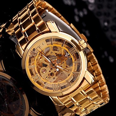 Men's Skeleton Stainless Steel Automatic Mechanical Luxury Golden Watch