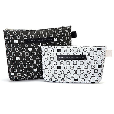 2PCS Black&White Letter Pattern Briefcase Shaped Thicken Make up/Cosmetics Bag Set Cosmetics Storage