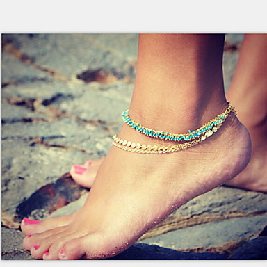 Shixin® Vintage Golden Blue Resin Anklet(1 Pc)