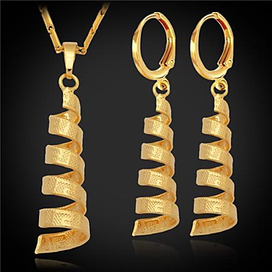 U7® Vintage G Pattern Women's Pendant Earrings Set 18K Real Gold Platinum Plated Jewelry Sets for Women