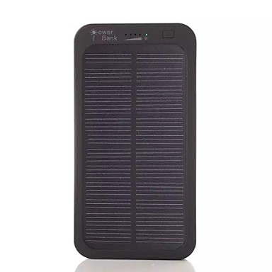 5000mAh Portable USB Solar Charger External Battery for iPhone, iPad, Cellphones(Black)