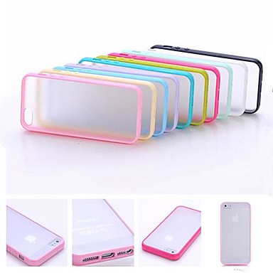 DF Multi-Color Soft TPU Frame Gel Translucent Scrub PC Hard Back Case for iPhone 5/5S(Assorted Color)