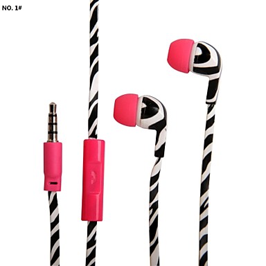 3.5mm Flat Print Pattern Earphone In Ear With Microphone for Phones