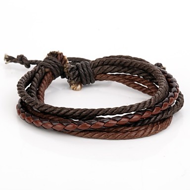 Adjustable Men's Leather Bracelet Very Cool Coffee Rope Coffee Leather (1 Piece)