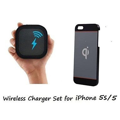 [iPhone 5 Wireless Charger Set] Qi Wireless Charger and 2mm Super Thin Wireless Receiver Case for iPhone 5/5S