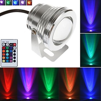 Silver 10W Waterproof Outdoor RGB Light LED Underwater Light + 24Key Remote Control (AC85-265V)