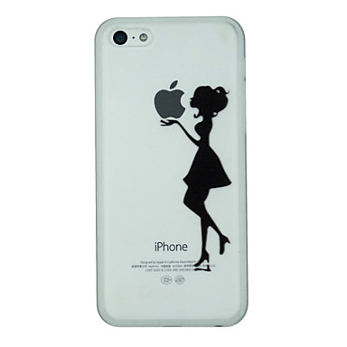 Girl Holds The Apple Label Pattern PC Hard Back Cover Case for iPhone 5C