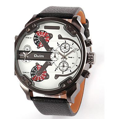 Men's  Military Dual Time Zones  PU Watch