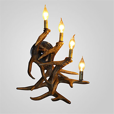 vintage Wall Lights Country Antler lights Industrial Fixture 4-Lights Living Room Bedroom Easy ...